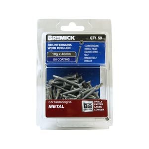 Bremick 10g x 40mm B8 Winged Self Driller Ribbed Head Screws - 50 Pack