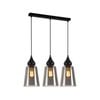 CLA Lighting JEREZ2 Interior Black Smoke Glass Flat Top Ellipse Pendant Light- 3 lits Straight