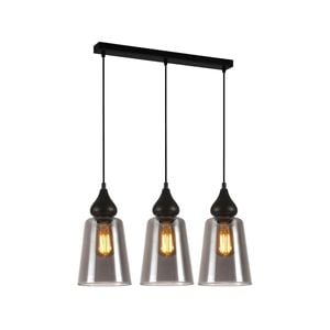 CLA Lighting JEREZ2 Interior Black Smoke Glass Flat Top Ellipse Pendant Light- 3 lits Straight