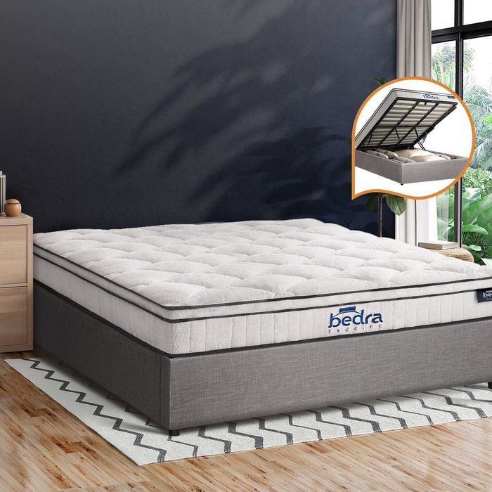 Oikiture Bed Frame King Size Gas Lift with Mattress TOTI