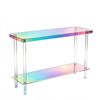 P&P Iridescent Acrylic 2 Tier Slim Console Entryway Table Large with Open Shelves for Hallway