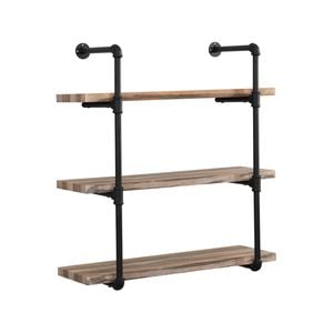 IHOMDEC 3-Tier Industrial Pipe Wall Shelf Retro Brown