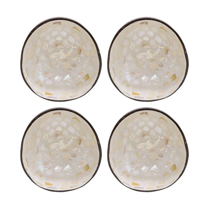 4pk Lvd Whale Natural Round Coconut Mop Trinket/jewellery Bowl 13x13x6cm