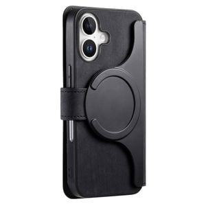 For iPhone 17 (6.3") Detachable Wallet Case Flip Leather Magsafe Magnetic Cover (Black)