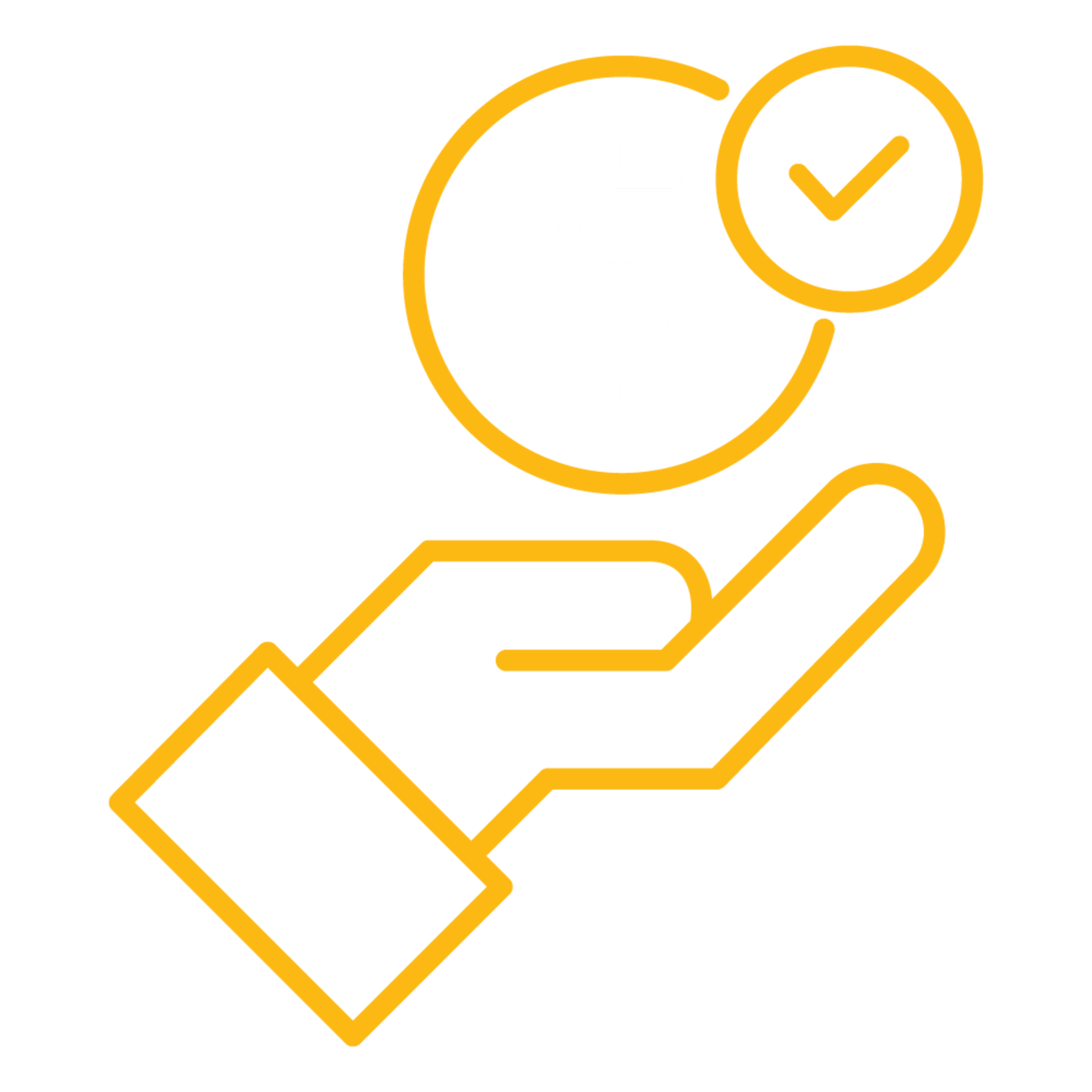 Hand holding box with clock icon flexible payment options