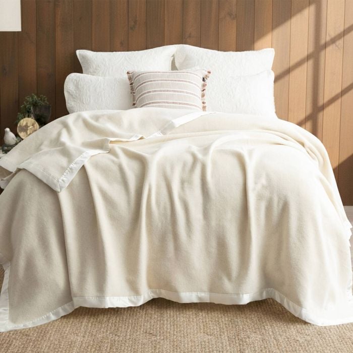 Renee Taylor Soft Australian Merino Wool Blanket 400gsm Natural Queen/King