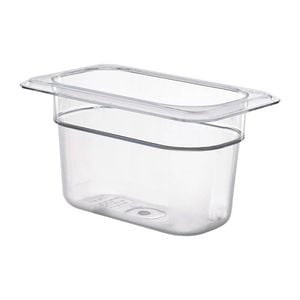 Cambro Gastronorm Food Pan Polycarbonate Clear 1/9 Size 100mm Commercial Kitchen Storage