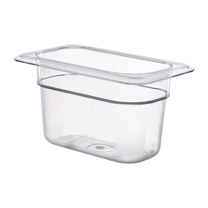 Cambro Gastronorm Food Pan Polycarbonate Clear 1/9 Size 100mm Commercial Kitchen Storage