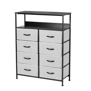 Sherwood Luna 8 Chest Of Drawers Lowboy Dresser Double Wooden Shelf Grey
