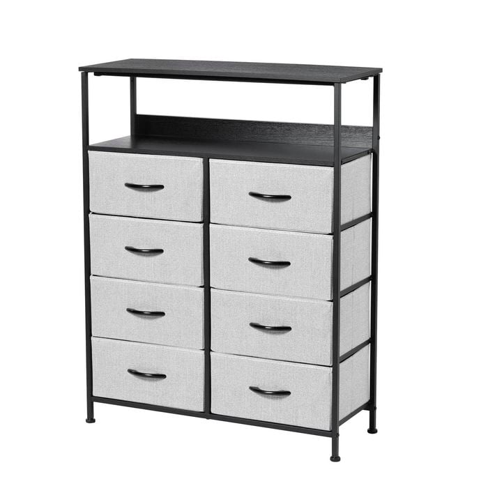 Sherwood Luna 8 Chest Of Drawers Lowboy Dresser Double Wooden Shelf Grey