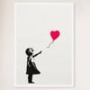 Galrie Banksy Girl With Balloon Artwork Print, 2004 - Iconic Art Piece for Collectors, White Frame, A2 42 x 60cm (16 x 24inch)