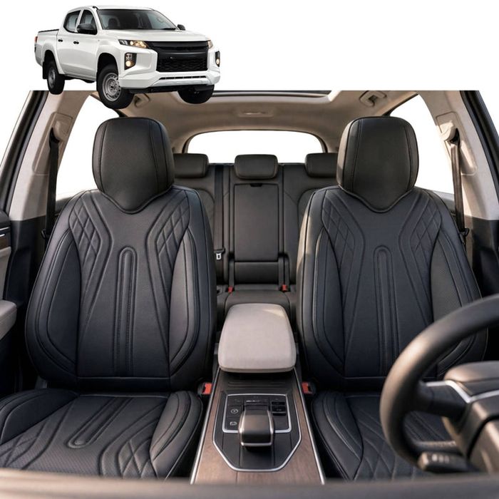 Australian Goose Front Seat Covers for Mitsubishi Triton Double Cab 2015 - 2023 (MQ MR) - PU Leather, Black (2pc)