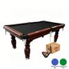TOPONE 8FT Slate Pool Table Classic Billiard Table with Solid Wood Frame, Luxury Walnut Frame & Full Accessories - Black
