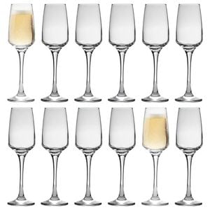 LAV 12 Piece Lal Champagne Flutes Set - Contemporary Stemware Glasses for Prosecco, Sparkling Wine - 230ml