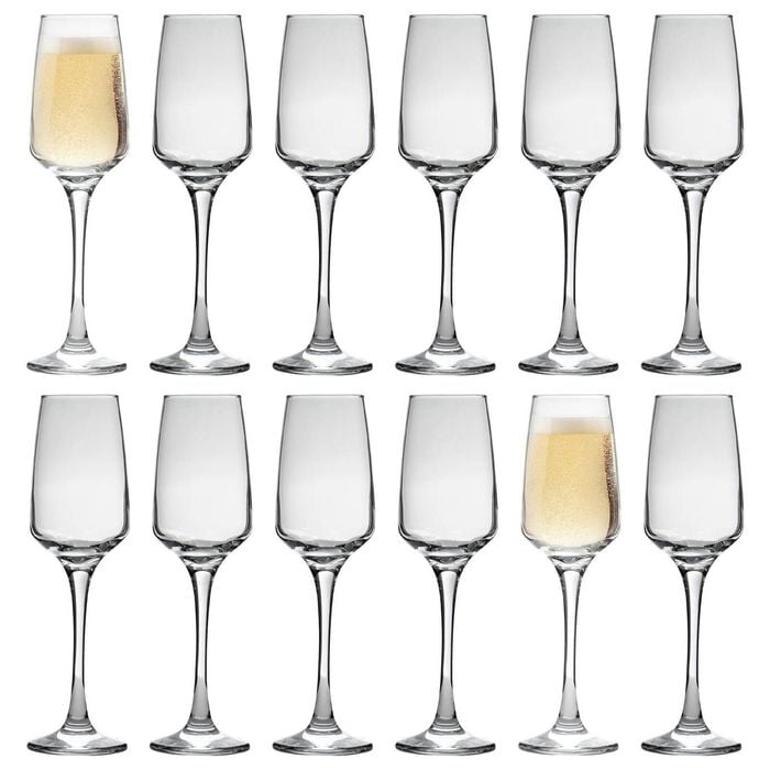 LAV 12 Piece Lal Champagne Flutes Set - Contemporary Stemware Glasses for Prosecco, Sparkling Wine - 230ml