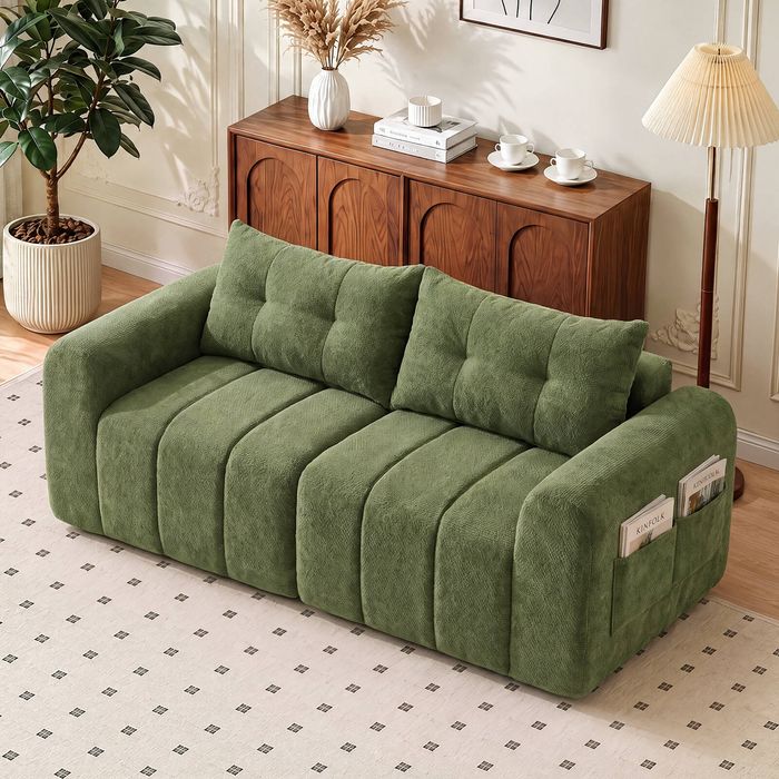 Advwin 170cm 2 Seater Sofa Chenille Modular Sectional Couch No Assembly Green