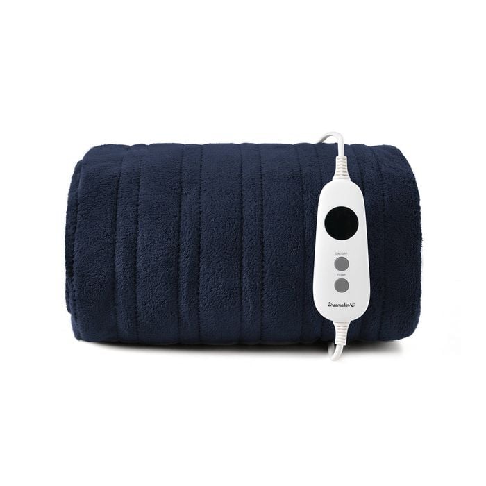 Dreamaker Kingston Coral Fleece Washable Electric Heated Throw Blanket Midnight Blue 130x160cm | Overheat Protection & Auto-Off