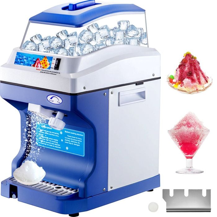 Vevor Commercial Ice Shaver Machine Blue Crusher Snow Cone Maker