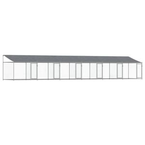 vidaXL Dog Cage with Roof and Doors Kennel Animal House Grey Galvanised Steel 12x2x2 m