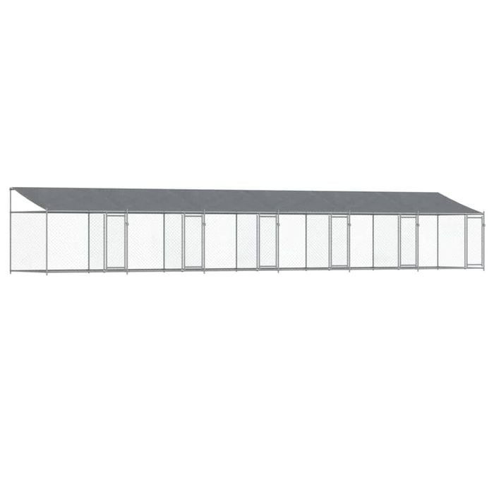 vidaXL Dog Cage with Roof and Doors Kennel Animal House Grey Galvanised Steel 12x2x2 m