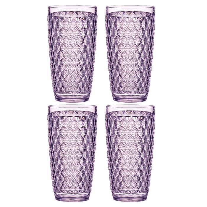 4PK Ladelle Tate Geometric 450ml Highball Acrylic Tumbler Drinking Cup - Lilac