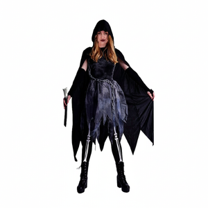 More Than Party Womens Grim Costume Hooded Cape Tattered Layered Dress XS/S