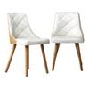 Oikiture 2x Dining Chairs Wooden Faux PU Leather White