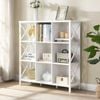 HOMFURN 9 Cube Storage Bookshelf, Industrial 4 Shelf Book Shelf, White