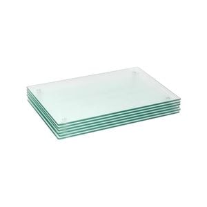 6x Glass Placemats - 40 x 30cm - Clear - Dining Table Place Mats Tabletop Protector for Kitchen Worktops