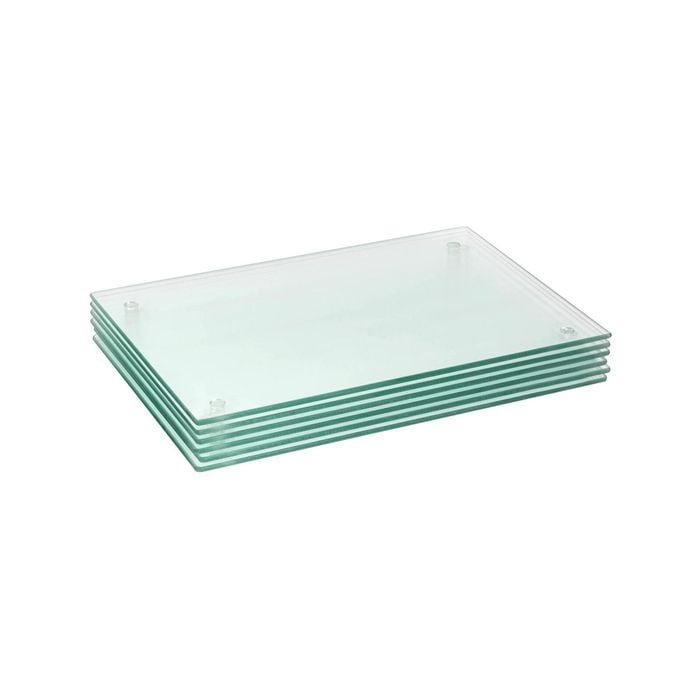 6x Glass Placemats - 40 x 30cm - Clear - Dining Table Place Mats Tabletop Protector for Kitchen Worktops