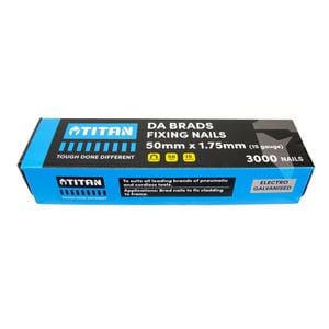 Titan 50 x 1.75mm Electro Galvanised 34 Angled DA Brads Fixing Nail - 3000 Pack