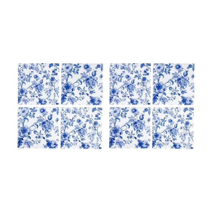 2x 4pc Lvd Decorative Hamptons Ceramic Square Drink Coasters Home Decor 10x10cm