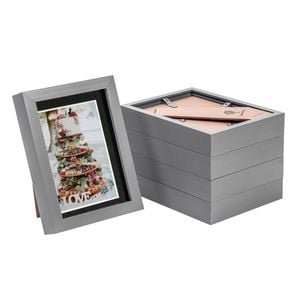 Nicola Spring Acrylic 3d Box Photo Frames With 4" X 6" Mounts - 5" X 7"  - Grey - Pack Of 5