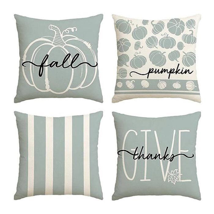 Catzon 4 Pcs Linen Throw Pillow Covers Autumn for Home