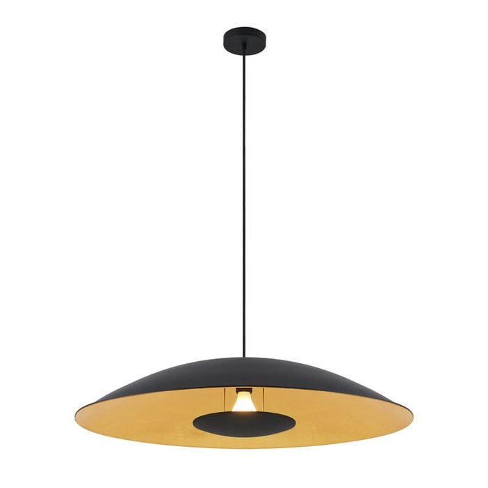 Telbix Daxia Industrial Pendant Hanging Lamp Light Metal Black Gold Foil Sand