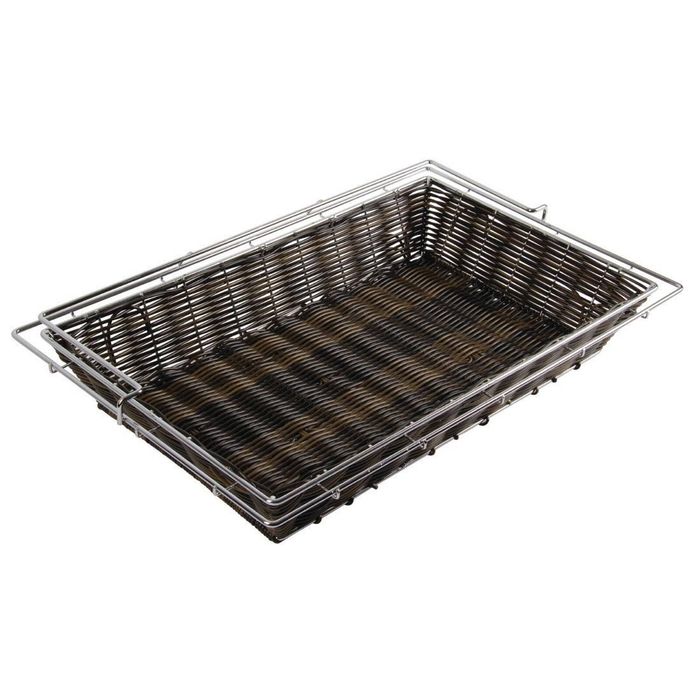 Aps Polyratten Woven Serving Basket With Frame Gastronorm Gn 1/1 Rectangular Display Tray