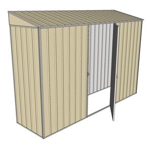 Build-a-Shed 0.8 x 3 x 2m Green Skillion Single Hinged Side Door Shed - Cream