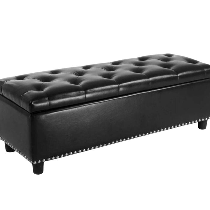Toby PU Leather Ottoman Bench with Storage - Black