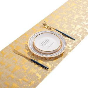 Catzon Gold Elk Christmas Table Runner 9FT