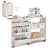 VEVOR Folding Sewing Table White with Compact Design Storage Trays Wooden Pegs