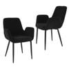 2 Sets Dining Chairs Teddy Fabric Charcoal