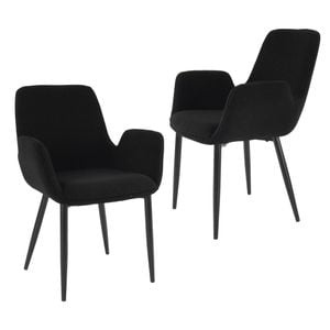 2 Sets Dining Chairs Teddy Fabric Charcoal