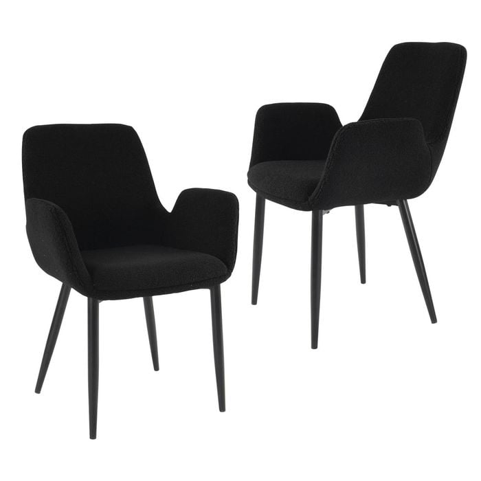 2 Sets Dining Chairs Teddy Fabric Charcoal