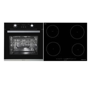 Parmco Pack PPB10I  I 600mm 10 Function Black Oven + 600mm 4 Element Black Induction Cooktop