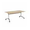 Olg Modulus Flip Table White And Silver Frame New Oak Ravine Top L1800mm X W900mm