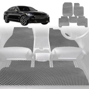 6D Diamond Car Floor Mats for Kia Stinger 2017-Current-Full Set-Grey-Outback GT