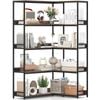 Costway 180cm Corner Bookshelf 5-tier L-shaped Utility Shelves Brown