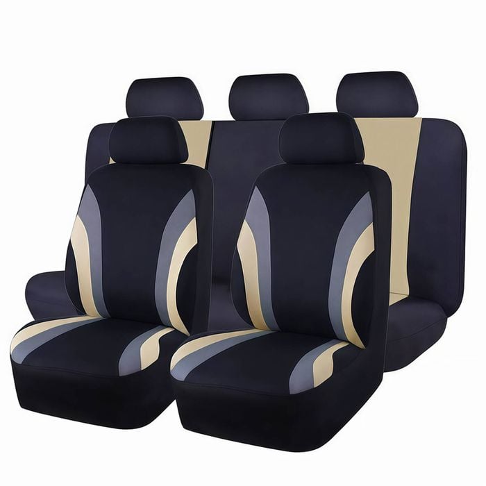 Catzon Car Seat Covers Full Set Vehicle Front And Rear Seat Protectors For Suvs Trucks-beige