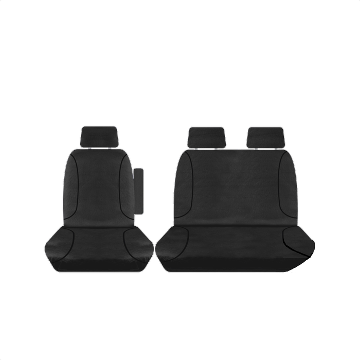 For LDV V80 3 Seat Van 2013-On TRADIES Black Canvas Front Seat Cover
