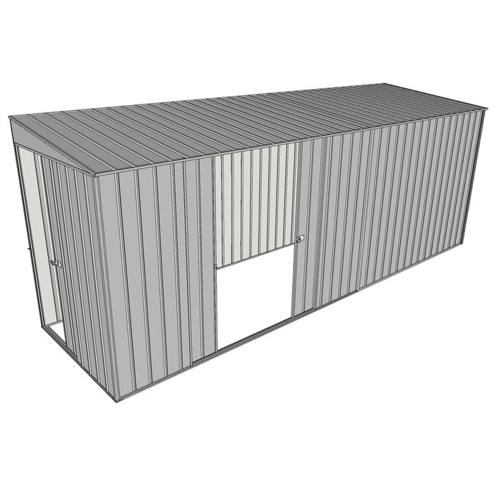 Build-a-Shed 1.5 x 5.2 x 2m Double Sliding Side Door Skillion Shed - Zinc